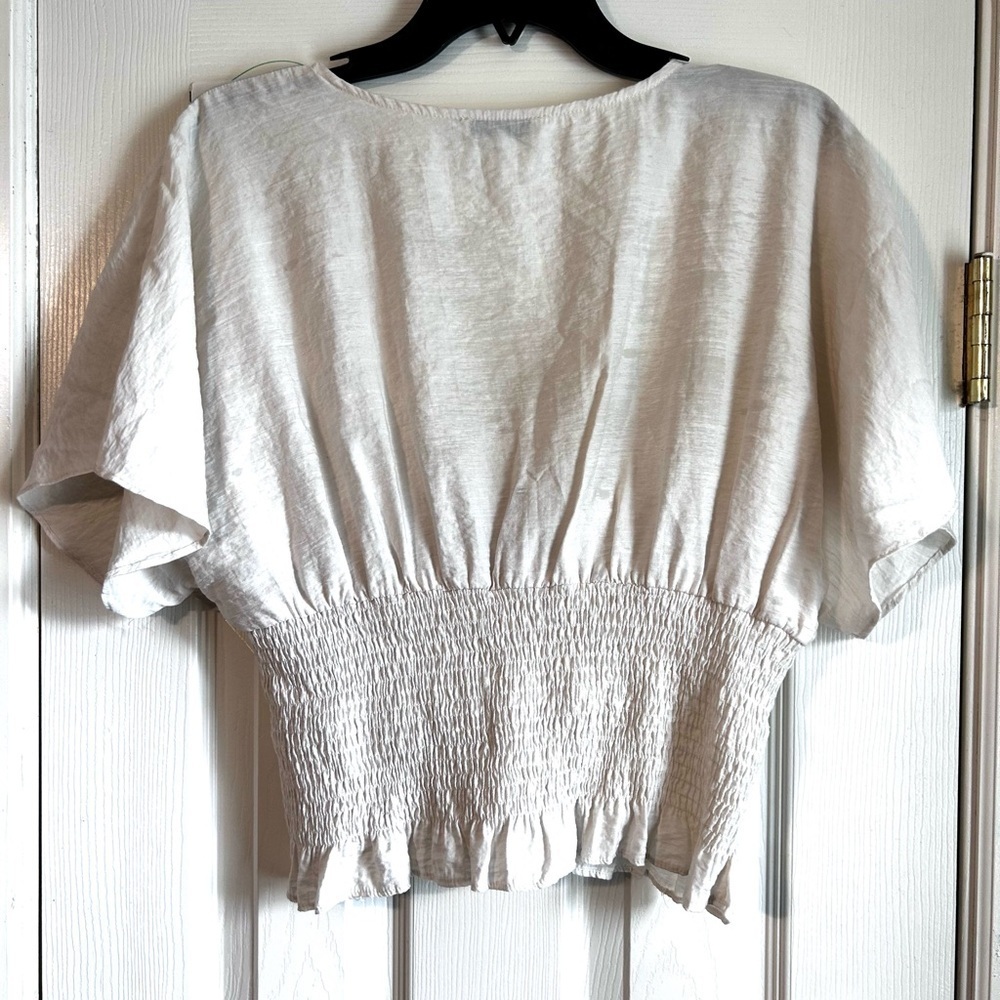 Lush Cream Tie-Front Blouse - Picture 4 of 5